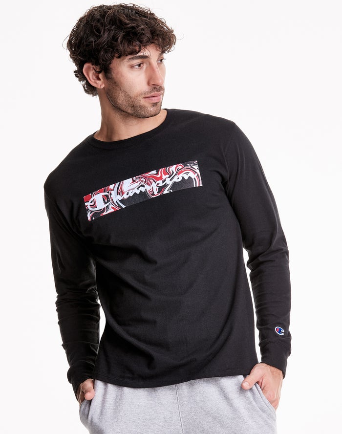 Camiseta Champion Hombre - Classic Long Sleeve Jersey Liquid Filled Block ( Negras ) 5816093-HQ